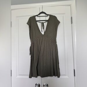 Pull&Bear Double V-Neck Army Green Dress Size Large Worn Once